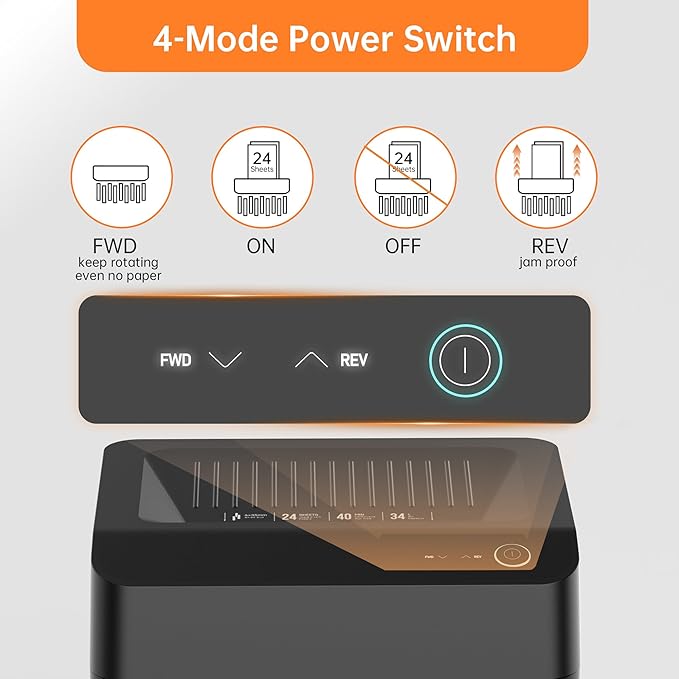 24-Sheet Cross Cut P-4 Security Paper Shredder with 8.9 Gal Pull-Out Bin, Credit Card/Staple/Clip/CDs Commercial Heavy Duty Shredder for Office