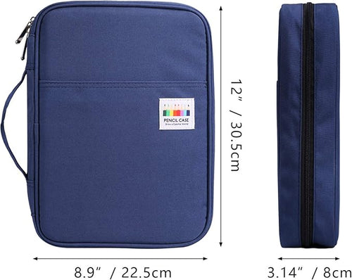220 Slot Colored Pencil Case Pen Bag with Zipper for Artist Storage Organizer for Watercolor Pencil Gel Pen Marker Highlighter Large Capacity Handy Pencil Holder (Blue)