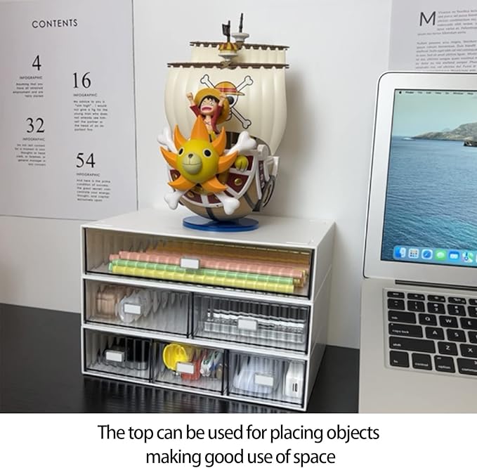 Desk Drawer Organizer, Stackable Office Supplies Desk Organizer, Plastic Plastic Storage Drawer, Desk Grocery Organizer For Stationery/Office Supplies (White, 3 Compartments)