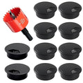 Desk Grommet & Cable Grommet 2 Inch (10 Pack) - Black Desk Hole Cover with Hole Saw - Cable Management Kit for Office, TV Stand, Workstation - Hide Wires Behind Wall, Cable Pass Through (50mm)
