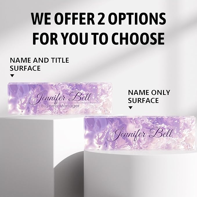 Personalized Name Plates for Office - Gifts for Teacher, Boss, Employee Appreciation - Office Desk Decor (Fancy Purple)