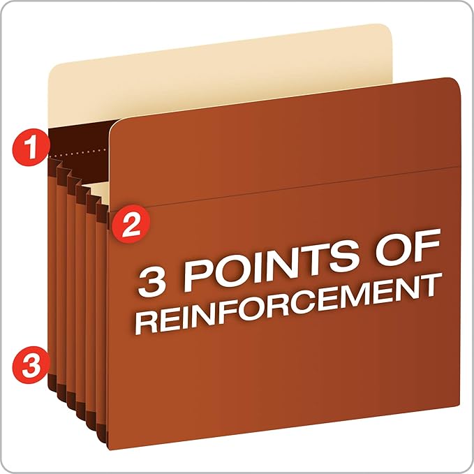 Pendaflex Expanding Accordion File Pockets, Extra Durable, Expands 5.25", Letter Size, Reinforced with Dupont Tyvek Material, 10/Box (15422) Brown