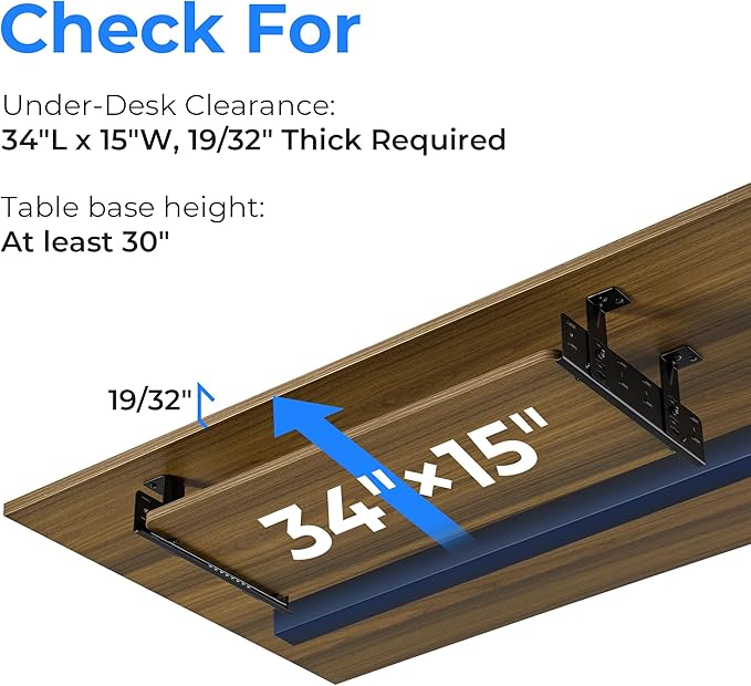 EUREKA ERGONOMIC Adjustable Keyboard Tray Under Desk, 28x11 Inch Large Slide Out Keyboard & Mouse Platform Tray, Wooden Pull Out Computer Keyboard Drawer for Typing Home Office Desk, Walnut