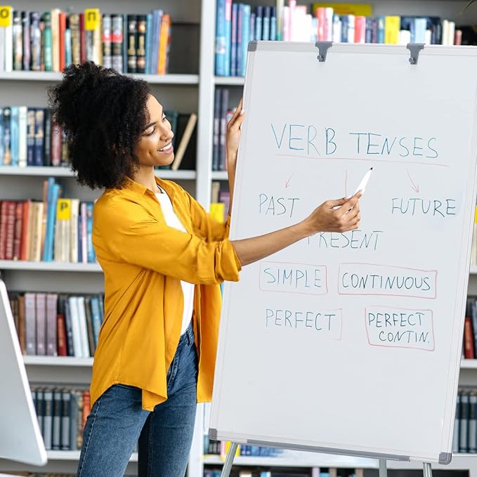 MAKELLO White Board with Stand, Portable Whiteboard Easel 3'x2' for Office Classroom Home School, Adjustable Height, Aluminum Frame, 36x24in