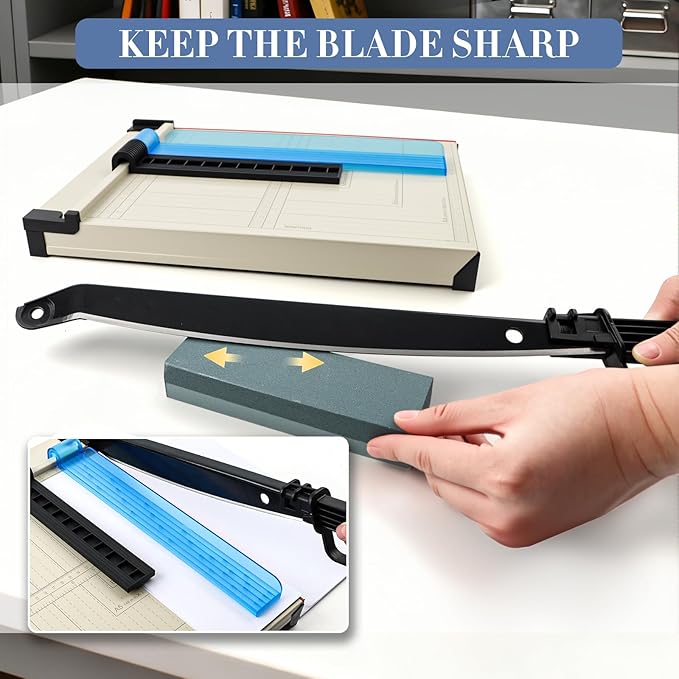 12" Guillotine Paper Cutter and Trimmer with Corner Rounder Cutter & Sharpening Stone,Heavy Duty 16 Sheet Capacity Metal Base for A4,Cardstock,Photo Paper,Office School Craft Use-Updated