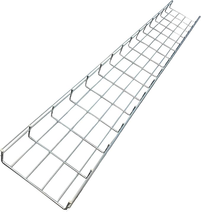 Kable Kontrol Cable Tray - 10 Feet Long x 8" W x 4” H - 10 Pcs Bulk Pack - Wire Mesh Tray Cable Management Rack Cords Organizer Cable Basket, Zinc Plated Steel NEC Approved for Network, Fiber Optic