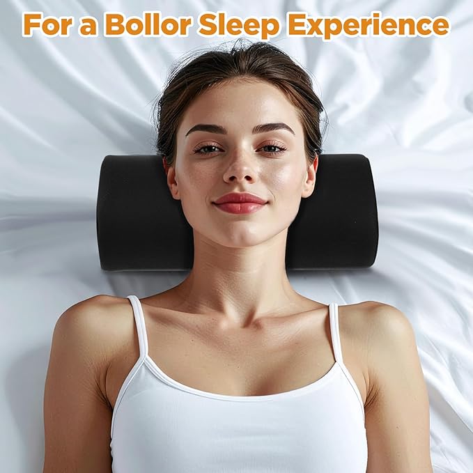 Lumbar Support Pillow for Office Chair and Car Seat, 2 PCS Lumbar Rolls with Adjustable Strap & Washable Cover, Memory Foam Back Support Cushion - Improves Posture(Black)