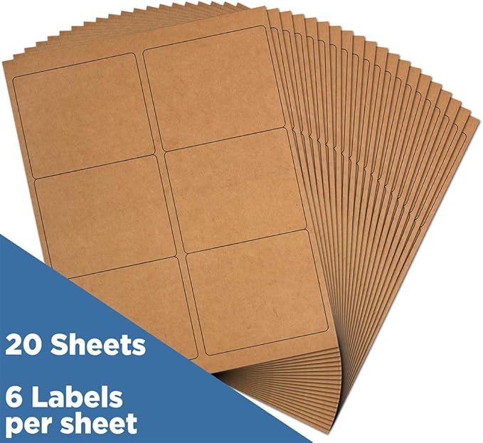 JAM PAPER Shipping Address Labels - Large - 3 1/3 x 4 - Brown Kraft - 120/Pack