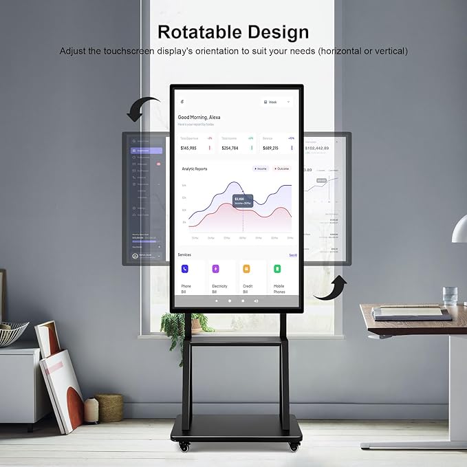 49" Smart Board, Digital Whiteboard Electronic Interactive for Classroom Office Home, Screen Mirroring from Android & iOS for Presention Annotation Live Streaming (49 inch)