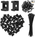 Premium Cable Zip Tie Mounts Kit - 60 Packs Wire Management Holder & Cable Clips, 8" High-Strength Nylon Ties & 5M Screws, Heavy Duty Fasteners for Wall/Desk, Indoor & Outdoor Cable Organizer