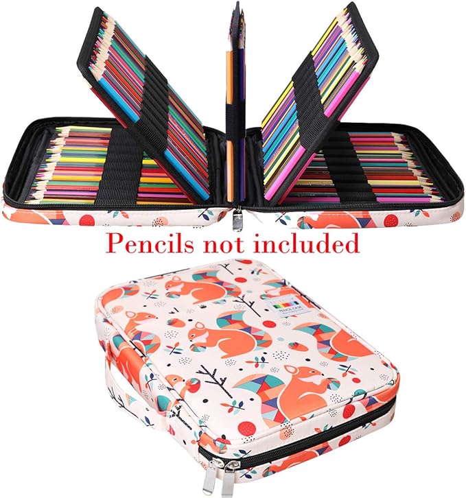BOMKEE Coloring Pencil Case 220 Slots Pencils/Gel Pens Organizer Waterproof Travel Case Zipper Carrying Portable Pencil Markers Pen Holder Bag for Painter Writers