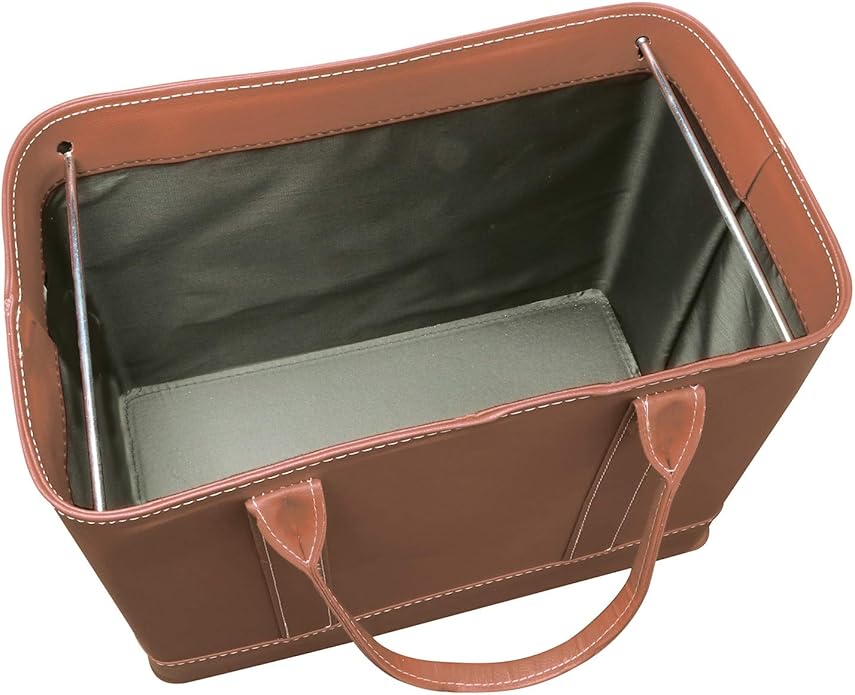 HOME DISTRICT Chic File Organizer Tote - Important Document Organizer Bag, Portable File Box with Handle, Brown