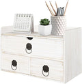 Wood Desk Organizer with Drawer, White Wooden Desktop Organizer, Tabletop Storage Organization Box for Countertop, Home Office Supplies (3 Drawer and Shelf)