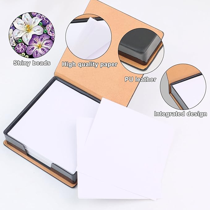 2 pcs Vase Diamond Painting Kit Note Box,Memo Paper Storage Box Diamond Art,Sticky Note Holder Diamond Art,Diamond Painting Memo Pad For Office Desk. (Vase)