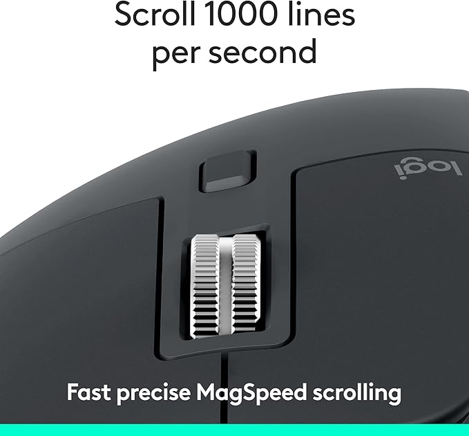 Logitech MX Master 3S Bluetooth Edition Wireless Mouse, No USB Receiver - Ultra-Fast Scrolling, Ergo, 8K DPI, Track on Glass, Quiet Clicks, Works with Apple Mac, Windows PC, Linux, Chrome - Graphite