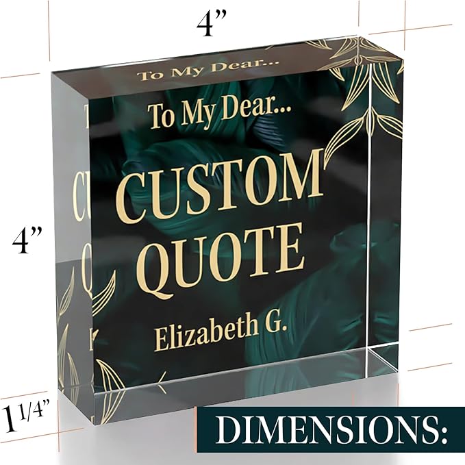 Custom Acrylic Sign Personalized, Custom Desk Name Plate, 18 Styles, (4"x4"), With Gift Box, USA Made by Acryluxe. (Luxurious)