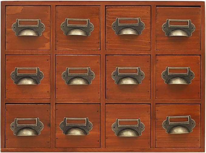 Vintage 12-Drawer Storage Cabinet – Multipurpose Desktop Organizer for Office, Craft & Home