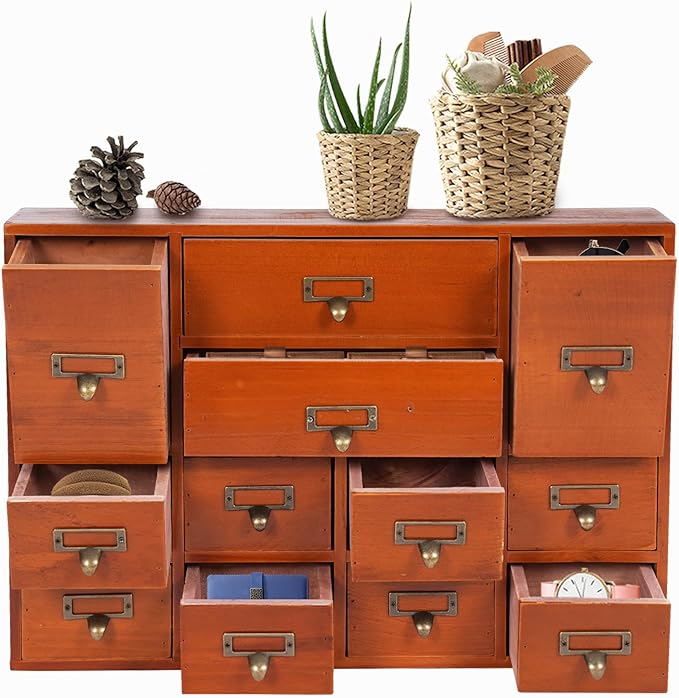 Vintage 12-Drawer Storage Cabinet – Multipurpose Desktop Organizer for Office, Craft & Home