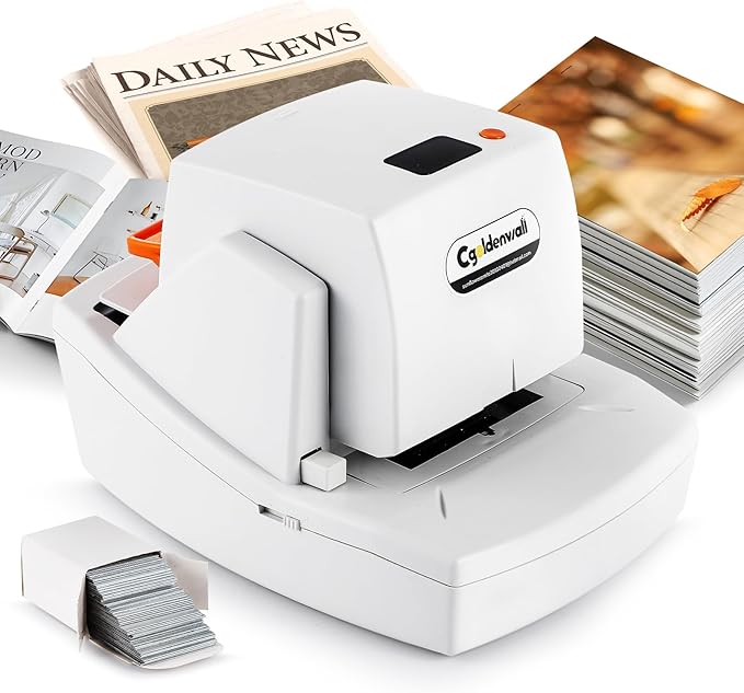 CGOLDENWALL Automatic Heavy Duty Electric Stapler, 70-75 Sheets Capacity, with 6000 Staples, Flat Clinch Jam Free, Speed & Margin Adjustable, 5000 Staples Large Cartridge