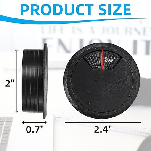 40 Pack 2 Inch Desk Grommet, Plastic Cable Hole Cover Bulk for PC Desk, Flexible Wire Organizer Cable Cord Management for Home Office, Black