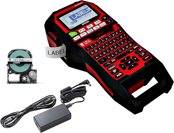 LABELWORKS Epson LW-PX900 Industrial Label Maker and Heat Shrink Tube - Label Maker Kit and 210STBWPX-90 Tape AWG 4-12, 3/8" (10MM) Wide, 7.5 ft (90")