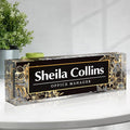 Custom Name Plate for Desk, Employee Appreciation Gifts, Acrylic Desk Name Plate Personalized, Office Decor, Funny Office Gifts for Coworkers Boss Teacher (Gold Flower)