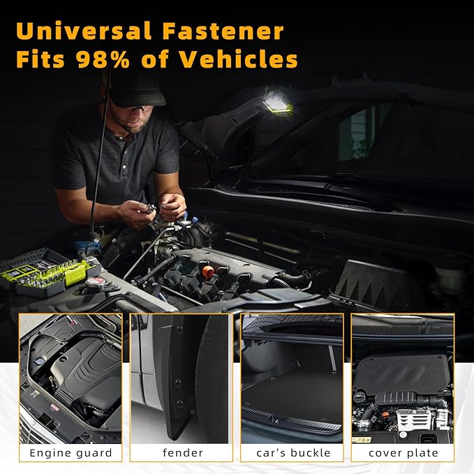 100 Pcs Nylon Universal Cable Tie Buckle Kit - Heavy Duty Multifunctional Nylon Zip Ties with Locking Pins & Buttons, UV Resistant, for Automotive Repair, Bumper Clips, Wiring Harness