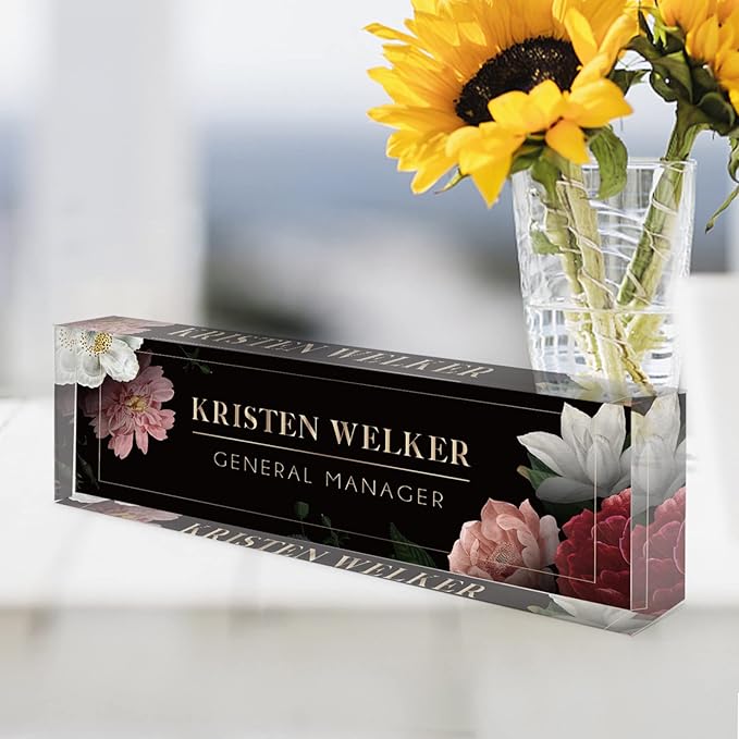 Desk Name Plate Personalized, Custom Name Plates for Desks, Office Desk Decor, Unique Clear Acrylic Glass Block, Personalized Office Gifts for Women Men Coworkers Boss Teachers, Appreciation Gifts