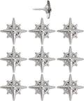 Compass Push Pins - Silver Metal Compass Rose Pins - for Cork Board, Maps, or Lapel Pin Use - Designed in USA - Set of 10