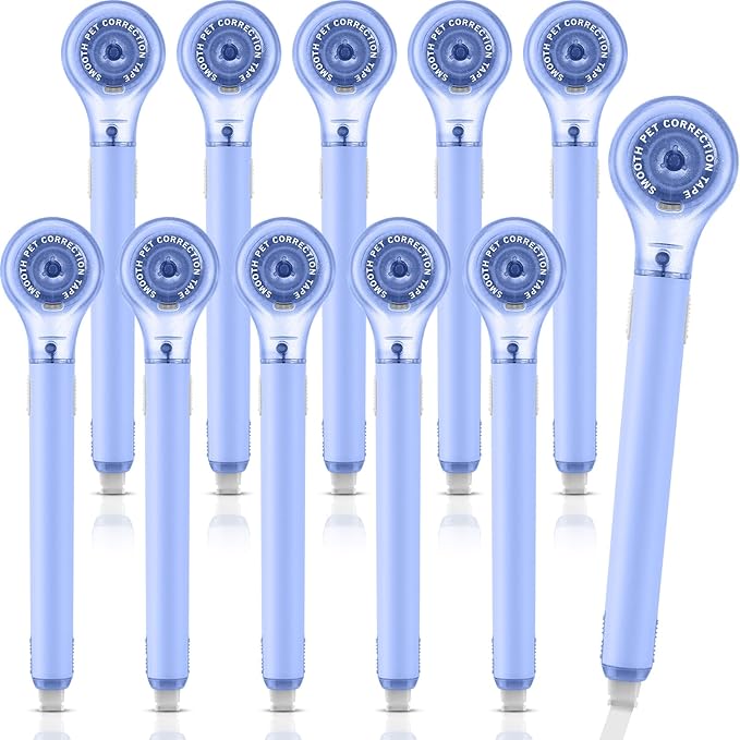 Gersoniel 10 Pack Correction Tape Pen Correctional Ink Tape Push Pull Protective, Easy to Use Applicator for School Office Supplies, 0.2 x 236 Inch(Blue Color)