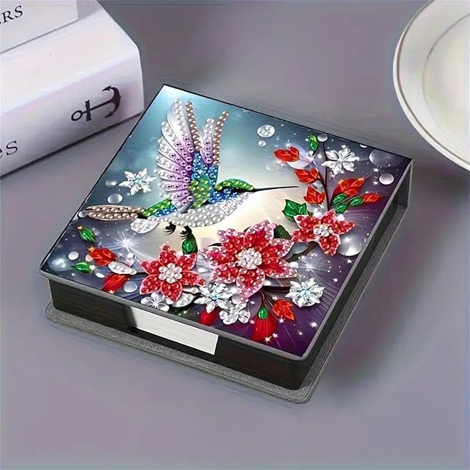 Diamond Painting Kit Note Box,Memo Paper Storage Box Diamond Art,Sticky Note Holder Diamonds Art,Diamonds Painting Memo Pad For Office Desk. (Bird)