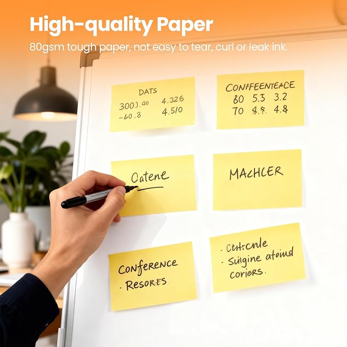Lkpezy 960 Sheets 3 in x 5 in Large Sticky Notes, 76 x 127 mm 6 Pads Assorted Self-Stick Pads for Notebook,Office,School and Home,80 Sheets/Pad (12 Pads Yellow)