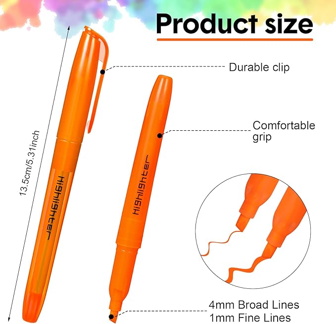 Thenshop 96 Pcs Highlighter Assorted Colors Bulk Colorful Highlighter Markers Bulk Pack Chisel Tip Fluorescent Pens for Office Supplies
