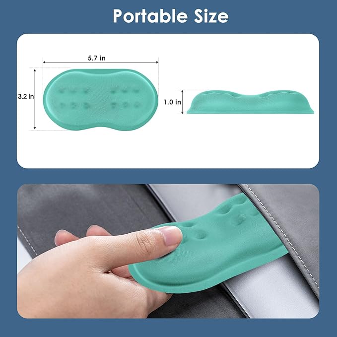 VANKEY Soft Mouse Wrist Rest, Memory Foam Mouse Wrist Support Hand Rest Pad for Computer, Laptop, Desktop - Anti-Slip PU Base - Wrist Pain Relief, Aquamarine