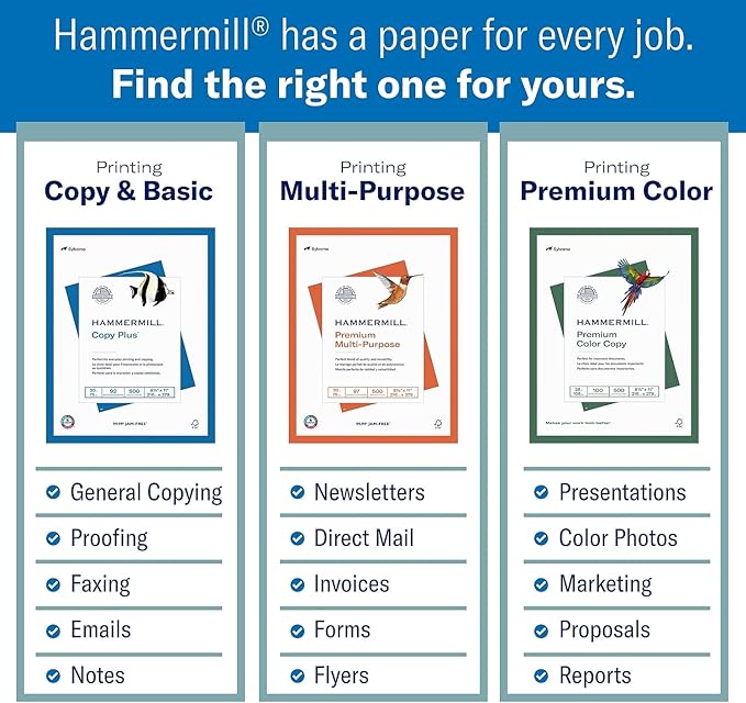Hammermill Colored Paper, 20 lb Ivory Printer Paper, 8.5 x 14-1 Ream (500 Sheets) - Made in the USA, Pastel Paper, 103143R