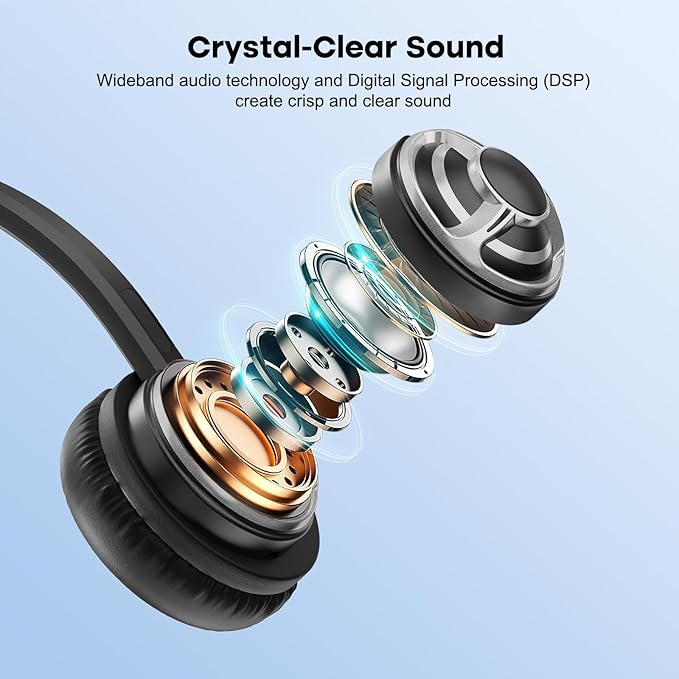 MKJ USB Headset with Microphone for PC, Computer Headset with Noise Cancelling Mic for Call Center and Office, Wired Headphones for Laptop UC Platforms Business Ms Teams Zoom Webex Facetime