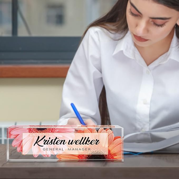 Custom Acrylic Name Plate for Office - Personalized Desk Decor for Women & Men, Employee Appreciation Gifts for Boss, Manager, Teacher, Nurse