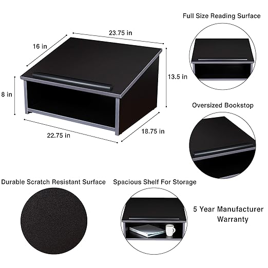 OEF Furnishings OEF22BK Commercial-Grade Tabletop Lectern with Storage Shelf (Black, High-Pressure Laminate Top)