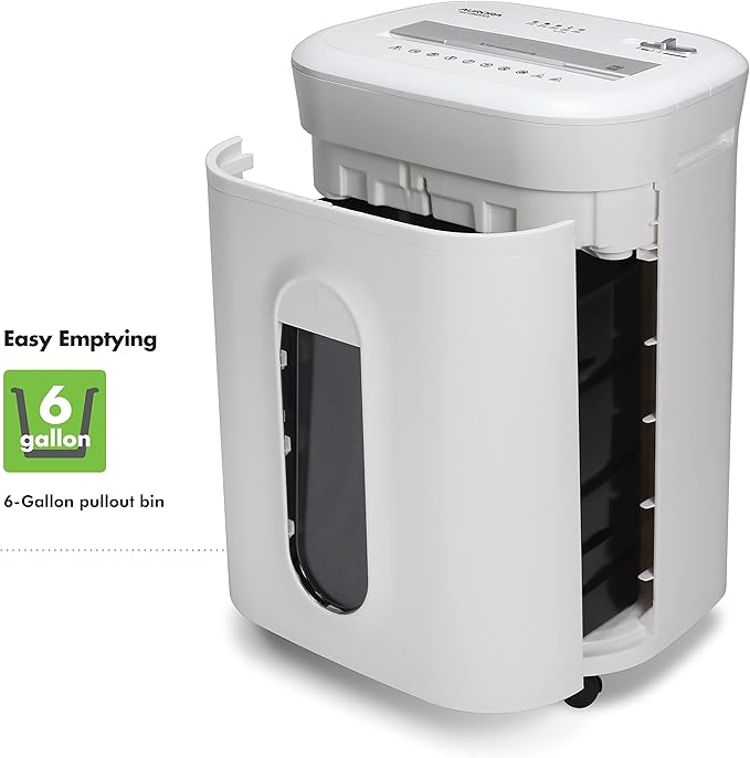 Aurora Heavy Duty Anti-Jam 15-Sheet Crosscut Shredder/60 Min Run Time/ 6-Gallon Pullout Basket, White