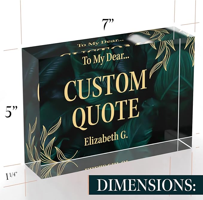 Custom Acrylic Sign Personalized, Custom Desk Name Plate, 18 Styles, (5"x7"), With Gift Box, USA Made by Acryluxe. (Luxurious)