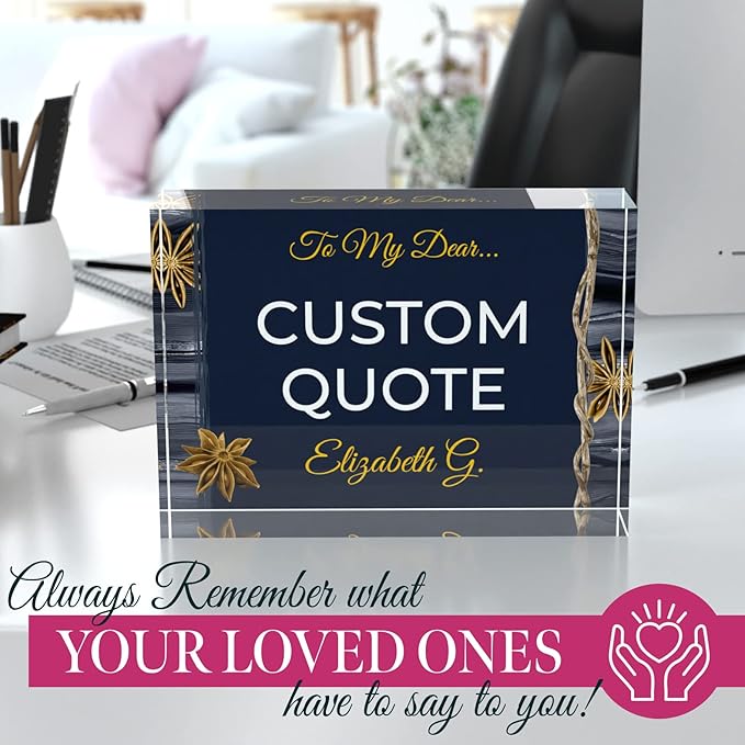 Custom Acrylic Sign Personalized, Custom Desk Name Plate, 18 Styles, (5"x7"), With Gift Box, USA Made by Acryluxe. (Trenton)