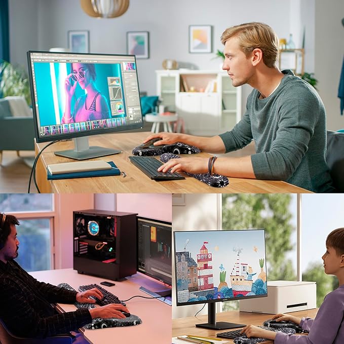 Mouse Pad Wrist Support, 2 in1 Keyboard Wrist Rest+ Ergonomic Mouse Pad, Non-Slip Wrist Rest for Computer Keyboard, Made Easy Typing & Relieve Wrist Pain(Sun Moon)