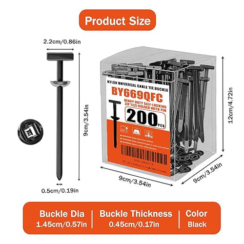 200PC Nylon Universal Cable Tie Buckle for Car Fender Trunk Repair, Automotive Zipper Clips,Heavy Duty Self-Locking zip ties with Pin & Button Design for car repair shop & Garage Use