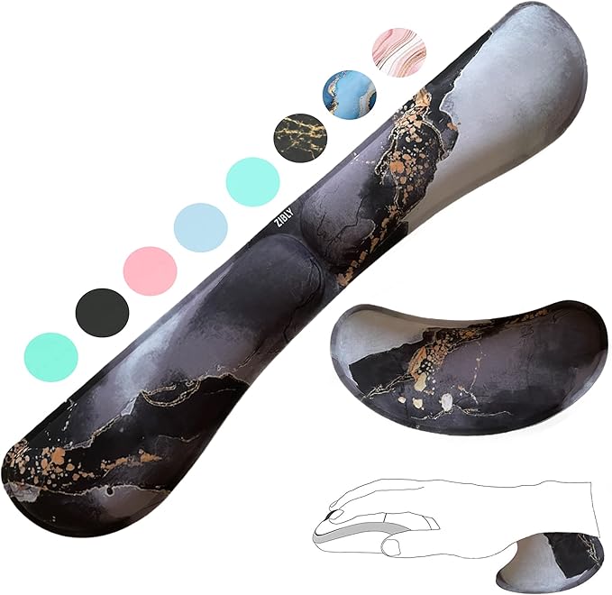 ZIBLY Wrist Rest Keyboard and Mouse Set - Non-Slip Ergonomic Wrist Cushion Support Pad - Easy Typing, Pain Relief – Premium Silky Gel Memory Foam for Work from Home Gaming Computer Laptop