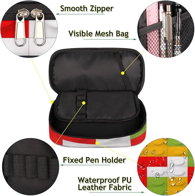 Building Block Big Capacity Pencil Pen Case Colorful Large Pencil Pouch with Zipper Compartments Pencil Bag for Boys Girls Adults Student Office School Supplies