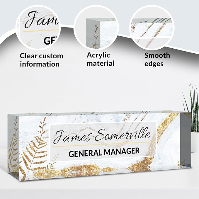 Desk Name Plate Personalized, Custom Name Plate for Desk, Acrylic Desktop Accessories, Office Gift & Decor for Women Men, Teacher Nurse Boss Employee Appreciation Gifts