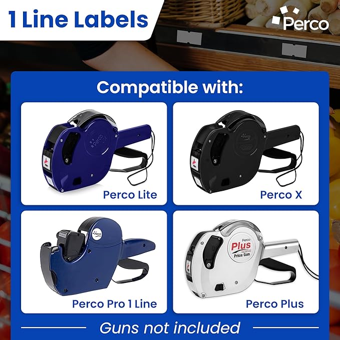 Custom Price and Date Labels for Perco Lite, X, Plus and Perco Pro 1 Line Guns - Choose Color, Font and Imprint - 10 Sleeves, 80,000 Labels