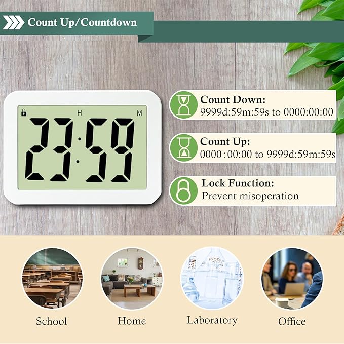 Digital Countdown Days Timer 9999-Days Electronic Timer for Vacation Retirement Wedding Lab, Large Display for Classroom Graduation,Study Fitness Count Down