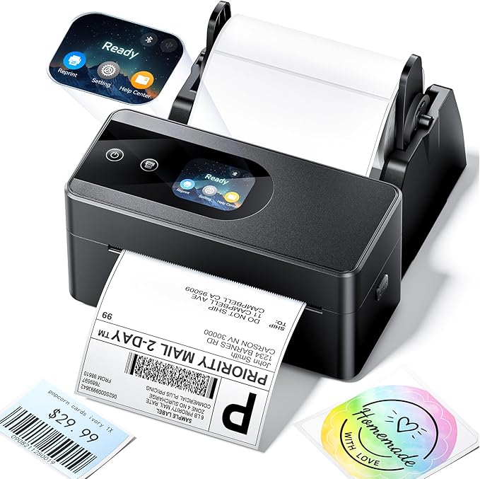 Phomemo Thermal Label Printer Upgraded with Touchable Screen, Shipping Label Printer for Small Business, 4x6 Wireless Thermal Label Printers for Shipping Package, Compatible with Amazon, Shopify, USPS