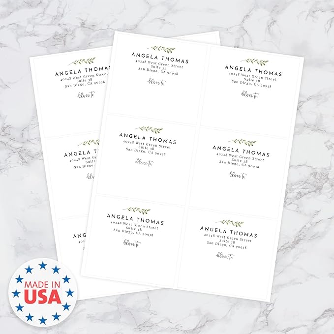 Custom Greenery Shipping Labels / 48 Personalized Address Labels/ 4" x 3½" Mailing Stickers/Made in USA